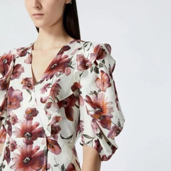The Kooples Floral Wrap Dress - Multicolor Ecru, Size 6 - Picture 5 of 17